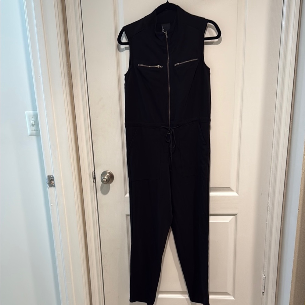 Black Jumpsuit with Zipper Front Closure